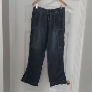 Merona, NWOT, Women's Blue Jeans, cargo Style, Size 8.